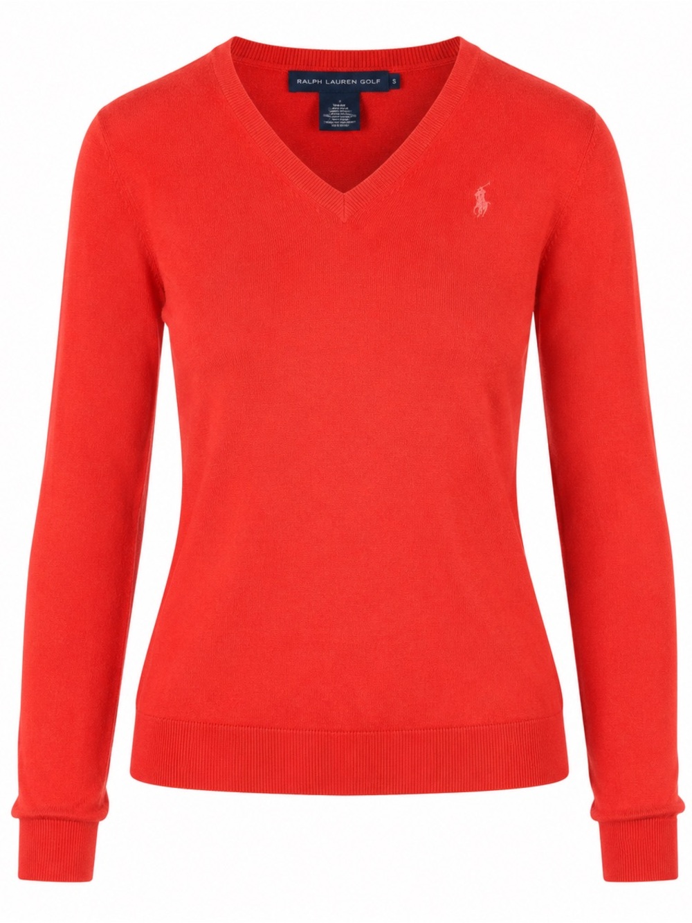 Ralph Lauren Golf Cotton & Cashmere Red / Orange V-Neck Long Sleeve Sweater - XS